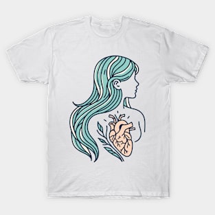 Blue Woman Heart T-Shirt